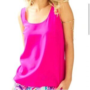 Lilly Pulitzer | Cosmos 100% Silk Sleeveless Top  - Hot Pink XL
